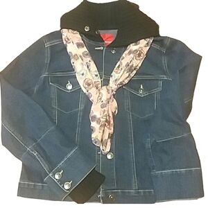 [Gloria Vanderbilt] Jean Jacket With Sweater Collar Button Front